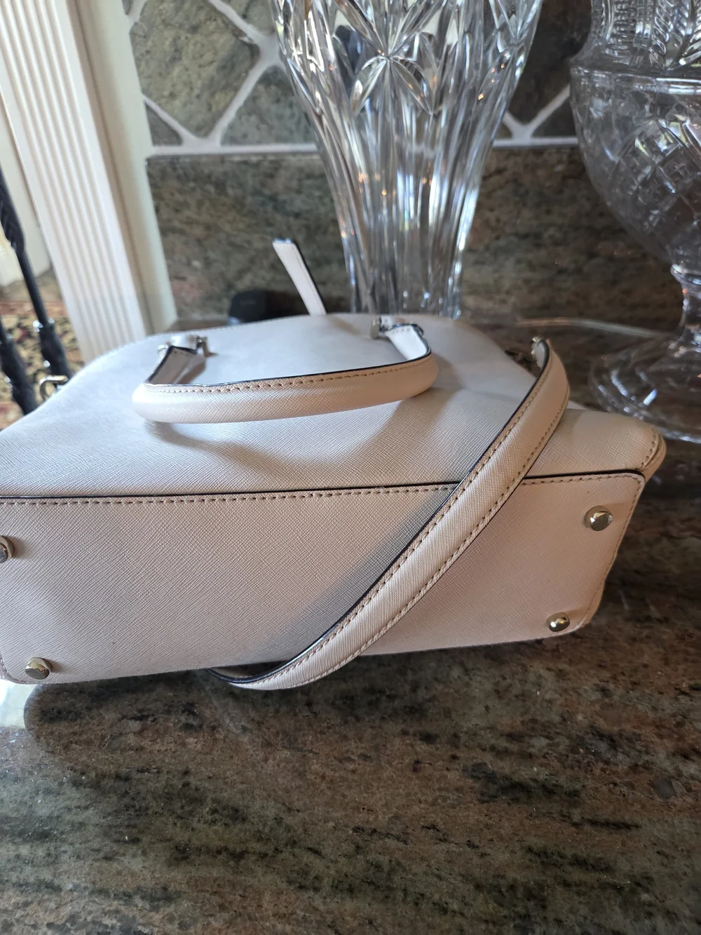 kate spade Lught Beige Saffiano Dome Satchel with Matching Wallet